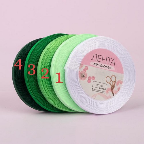 Лента атласная, 2 см, зеленый № 2